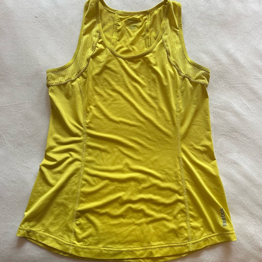 Reebok Play Dry Yellow Sleeveless Workout Top Size Large